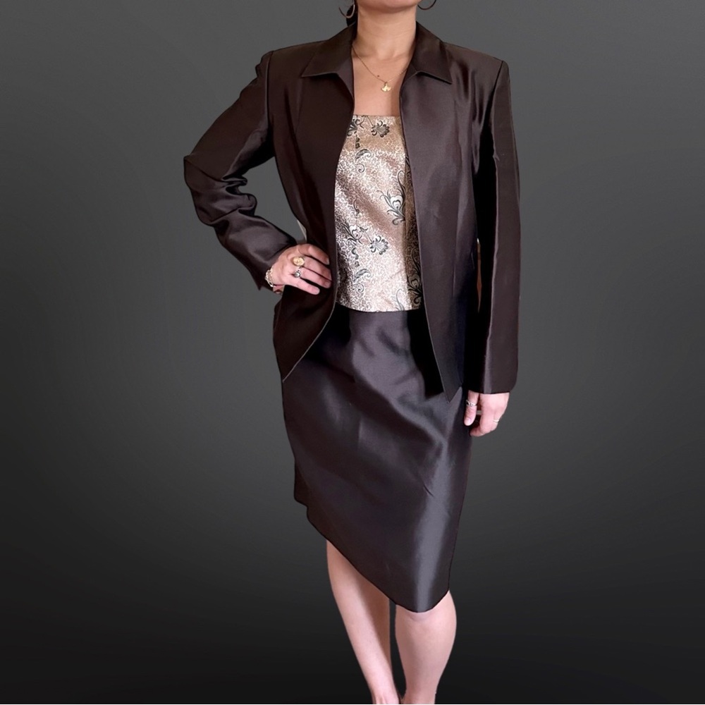 Vintage Y2K silk skirt suit with corset top - Dana Buchanan [H3R]